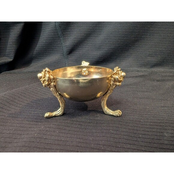 Vtg Footed Metal Pill Box Saccharin Serving Dish - Base Only No Lid - Egg Cup? - Picture 3 of 7